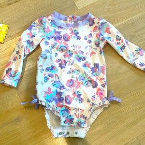 Ruffle Butts Purple Floral Swimsuit